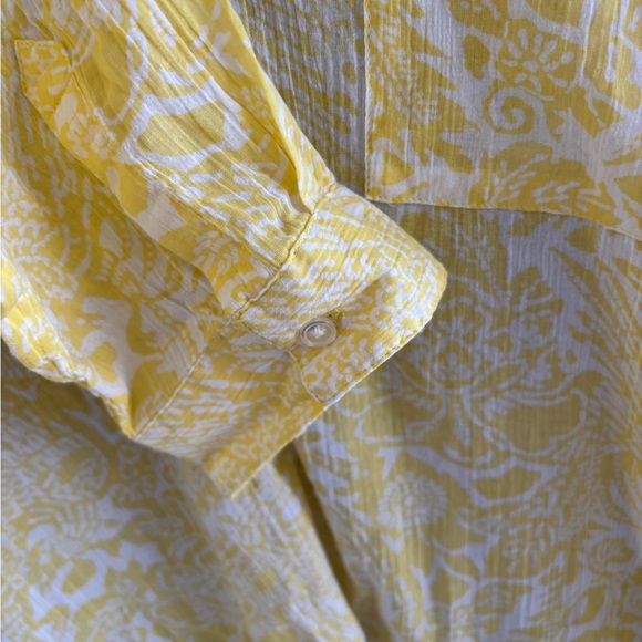 Yellow & White Floral Women's 100% Cotton Floral Blouse ☀️ - Picture 3 of 8
